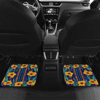 Martinique Map and Hibiscus Car Mats Island Silhouette with Tribal Stripe Accents