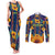 Martinique Map and Hibiscus Couples Matching Tank Maxi Dress and Long Sleeve Button Shirt Island Silhouette with Tribal Stripe Accents