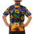 Martinique Map and Hibiscus Family Matching Mermaid Dress and Hawaiian Shirt Island Silhouette with Tribal Stripe Accents