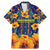 Martinique Map and Hibiscus Family Matching Mermaid Dress and Hawaiian Shirt Island Silhouette with Tribal Stripe Accents