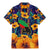 Martinique Map and Hibiscus Family Matching Mermaid Dress and Hawaiian Shirt Island Silhouette with Tribal Stripe Accents