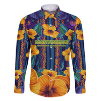 Martinique Map and Hibiscus Family Matching Off Shoulder Maxi Dress and Hawaiian Shirt Island Silhouette with Tribal Stripe Accents