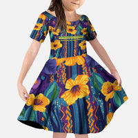 Martinique Map and Hibiscus Family Matching Puletasi and Hawaiian Shirt Island Silhouette with Tribal Stripe Accents