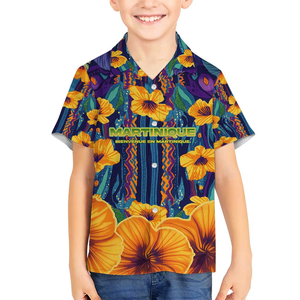 Martinique Map and Hibiscus Family Matching Puletasi and Hawaiian Shirt Island Silhouette with Tribal Stripe Accents