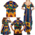 Martinique Map and Hibiscus Family Matching Summer Maxi Dress and Hawaiian Shirt Island Silhouette with Tribal Stripe Accents