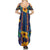 Martinique Map and Hibiscus Family Matching Summer Maxi Dress and Hawaiian Shirt Island Silhouette with Tribal Stripe Accents