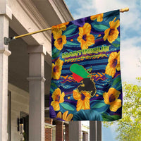 Martinique Map and Hibiscus Garden Flag Island Silhouette with Tribal Stripe Accents