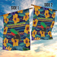 Martinique Map and Hibiscus Garden Flag Island Silhouette with Tribal Stripe Accents