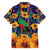 Martinique Map and Hibiscus Hawaiian Shirt Island Silhouette with Tribal Stripe Accents