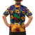 Martinique Map and Hibiscus Hawaiian Shirt Island Silhouette with Tribal Stripe Accents