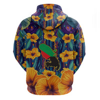 Martinique Map and Hibiscus Hoodie Island Silhouette with Tribal Stripe Accents