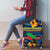 Martinique Map and Hibiscus Luggage Cover Island Silhouette with Tribal Stripe Accents