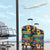 Martinique Map and Hibiscus Luggage Cover Island Silhouette with Tribal Stripe Accents
