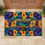 Martinique Map and Hibiscus Rubber Doormat Island Silhouette with Tribal Stripe Accents