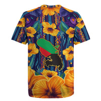 Martinique Map and Hibiscus Rugby Jersey Island Silhouette with Tribal Stripe Accents