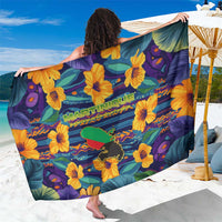 Martinique Map and Hibiscus Sarong Island Silhouette with Tribal Stripe Accents
