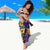 Martinique Map and Hibiscus Sarong Island Silhouette with Tribal Stripe Accents