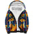 Martinique Map and Hibiscus Sherpa Hoodie Island Silhouette with Tribal Stripe Accents