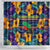 Martinique Map and Hibiscus Shower Curtain Island Silhouette with Tribal Stripe Accents