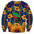 Martinique Map and Hibiscus Sweatshirt Island Silhouette with Tribal Stripe Accents
