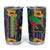 Martinique Map and Hibiscus Tumbler Cup Island Silhouette with Tribal Stripe Accents