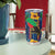 Martinique Map and Hibiscus Tumbler Cup Island Silhouette with Tribal Stripe Accents