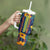 Martinique Map and Hibiscus Tumbler With Handle Island Silhouette with Tribal Stripe Accents