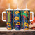 Martinique Map and Hibiscus Tumbler With Handle Island Silhouette with Tribal Stripe Accents