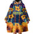 Martinique Map and Hibiscus Wearable Blanket Hoodie Island Silhouette with Tribal Stripe Accents