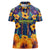 Martinique Map and Hibiscus Women Polo Shirt Island Silhouette with Tribal Stripe Accents