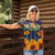 Martinique Map and Hibiscus Women Polo Shirt Island Silhouette with Tribal Stripe Accents
