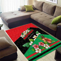 Martinique Island Pride Area Rug Tropical Hibiscus and Plumeria Floral Flag Design