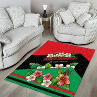 Martinique Island Pride Area Rug Tropical Hibiscus and Plumeria Floral Flag Design