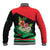 Martinique Island Pride Baseball Jacket Tropical Hibiscus and Plumeria Floral Flag Design