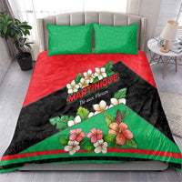 Martinique Island Pride Bedding Set Tropical Hibiscus and Plumeria Floral Flag Design