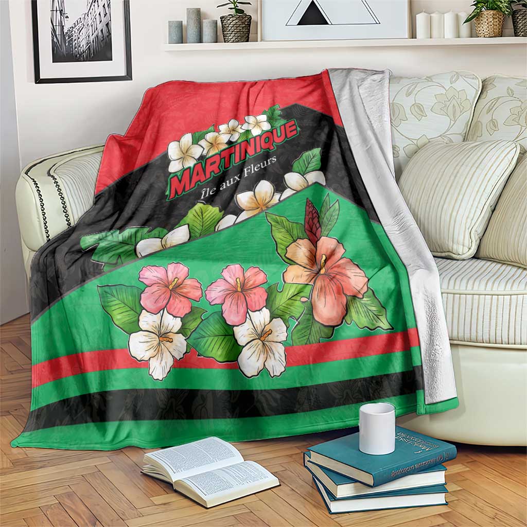 Martinique Island Pride Blanket Tropical Hibiscus and Plumeria Floral Flag Design