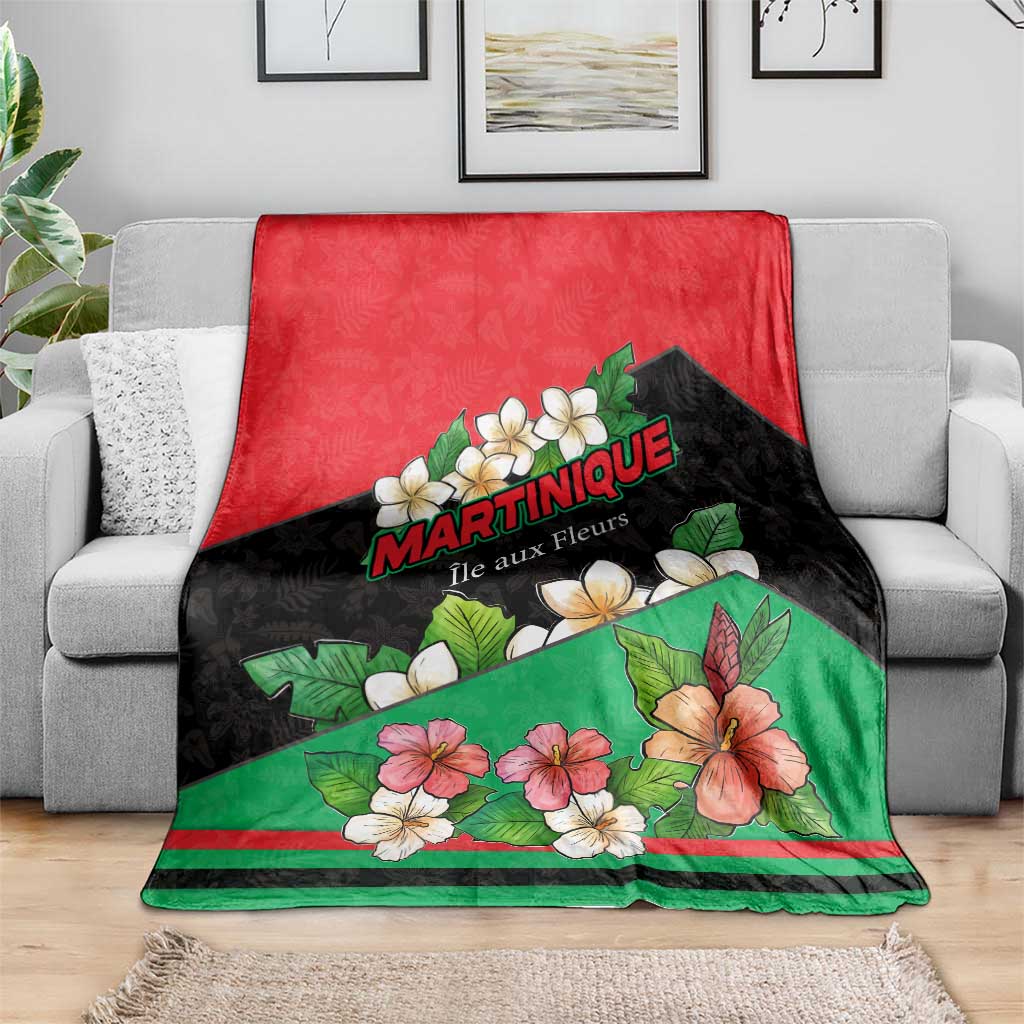 Martinique Island Pride Blanket Tropical Hibiscus and Plumeria Floral Flag Design