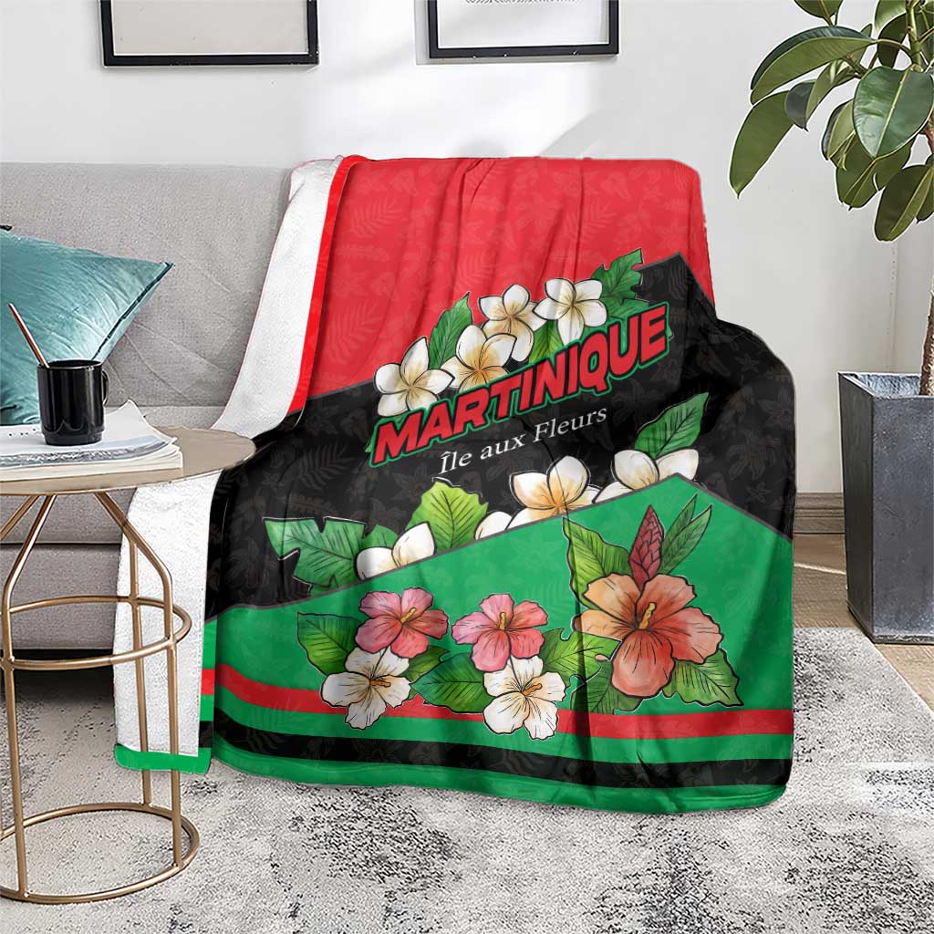 Martinique Island Pride Blanket Tropical Hibiscus and Plumeria Floral Flag Design