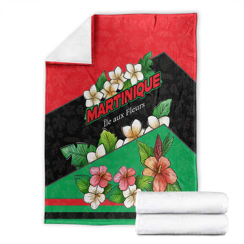 Martinique Island Pride Blanket Tropical Hibiscus and Plumeria Floral Flag Design