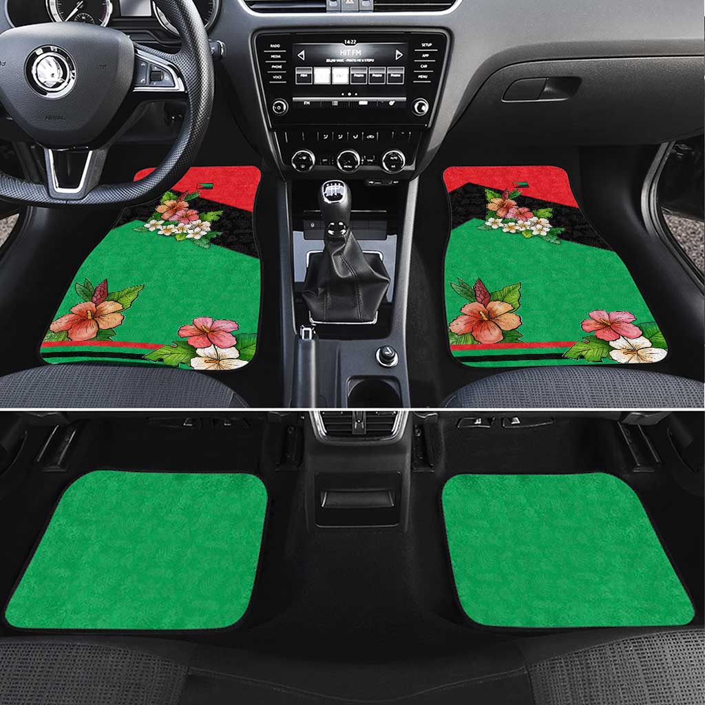Martinique Island Pride Car Mats Tropical Hibiscus and Plumeria Floral Flag Design