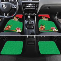 Martinique Island Pride Car Mats Tropical Hibiscus and Plumeria Floral Flag Design