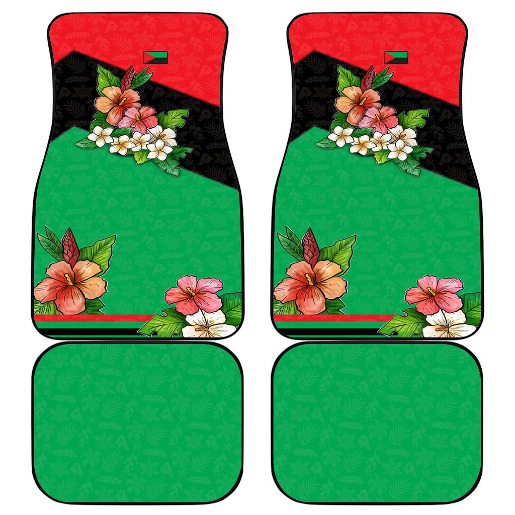 Martinique Island Pride Car Mats Tropical Hibiscus and Plumeria Floral Flag Design