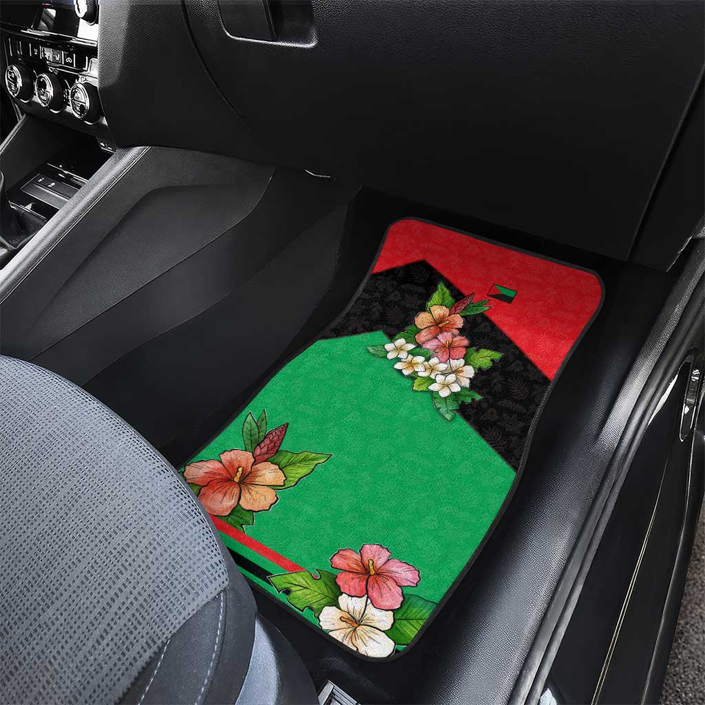Martinique Island Pride Car Mats Tropical Hibiscus and Plumeria Floral Flag Design