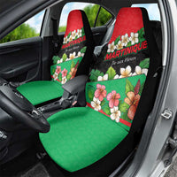 Martinique Island Pride Car Seat Cover Tropical Hibiscus and Plumeria Floral Flag Design