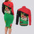 Martinique Island Pride Couples Matching Long Sleeve Bodycon Dress and Long Sleeve Button Shirt Tropical Hibiscus and Plumeria Floral Flag Design