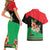 Martinique Island Pride Couples Matching Short Sleeve Bodycon Dress and Hawaiian Shirt Tropical Hibiscus and Plumeria Floral Flag Design