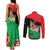 Martinique Island Pride Couples Matching Tank Maxi Dress and Long Sleeve Button Shirt Tropical Hibiscus and Plumeria Floral Flag Design