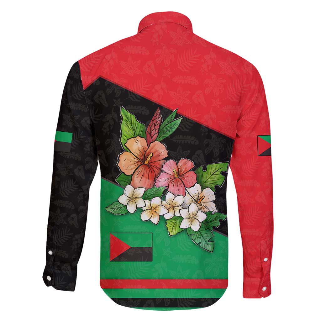 Martinique Island Pride Family Matching Long Sleeve Bodycon Dress and Hawaiian Shirt Tropical Hibiscus and Plumeria Floral Flag Design