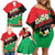Martinique Island Pride Family Matching Off Shoulder Short Dress and Hawaiian Shirt Tropical Hibiscus and Plumeria Floral Flag Design