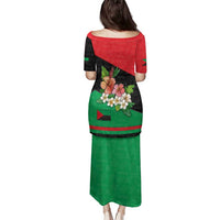 Martinique Island Pride Family Matching Puletasi and Hawaiian Shirt Tropical Hibiscus and Plumeria Floral Flag Design